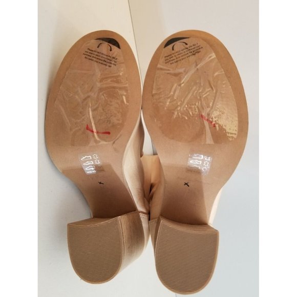 Free People Elle Block Heel Boots Natural Cane Tan Slouch Leather Size 38.5 - Picture 5 of 5